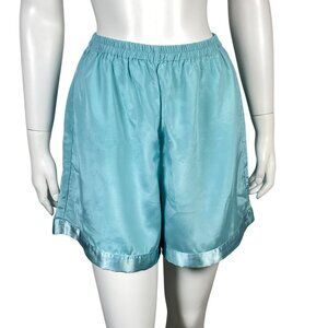 Victorias Secret Satin Pajama Shorts Womens Size M Light Blue Elastic Waist